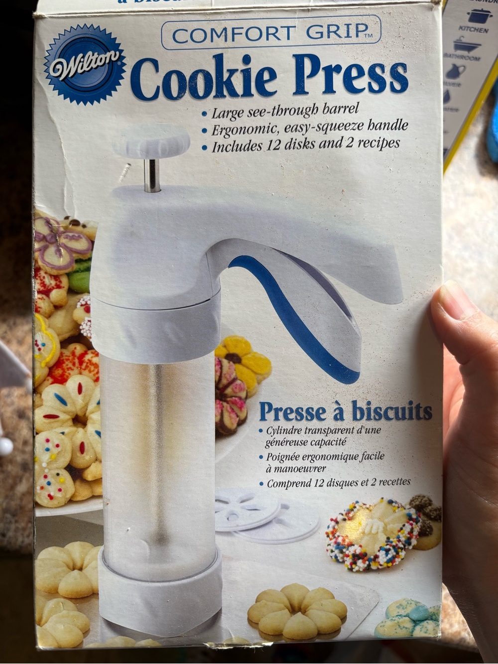 Wilton Cookie Press in White with Blue Accent